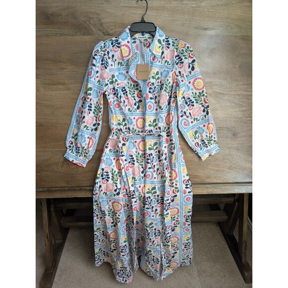 Boden Clara Shirt Dress Womens 6R White Blue Floral Long Sleeve Button Front - www.joarbit.com Boden Clara Shirt Dress Womens 6R White Blue Floral Long Sleeve Button Front - www.joarbit.com